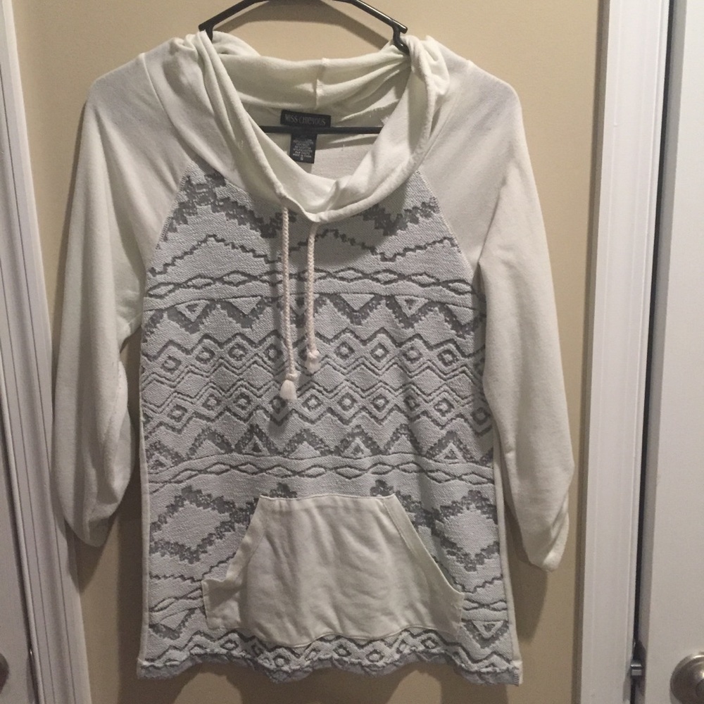 White and grey sweatshirt, super comfy!!